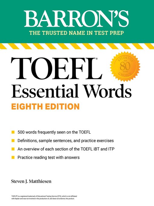 Title details for TOEFL Essential Words by Barron's Educational Series - Available